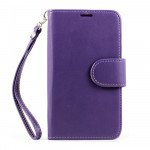 Wholesale Samsung Galaxy Note 4 Premium Flip Leather Wallet Case w Stand and Strap (Purple)